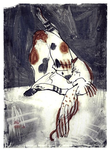 Paul Klee---Cat With Ginger Spots Licking Itself---1905